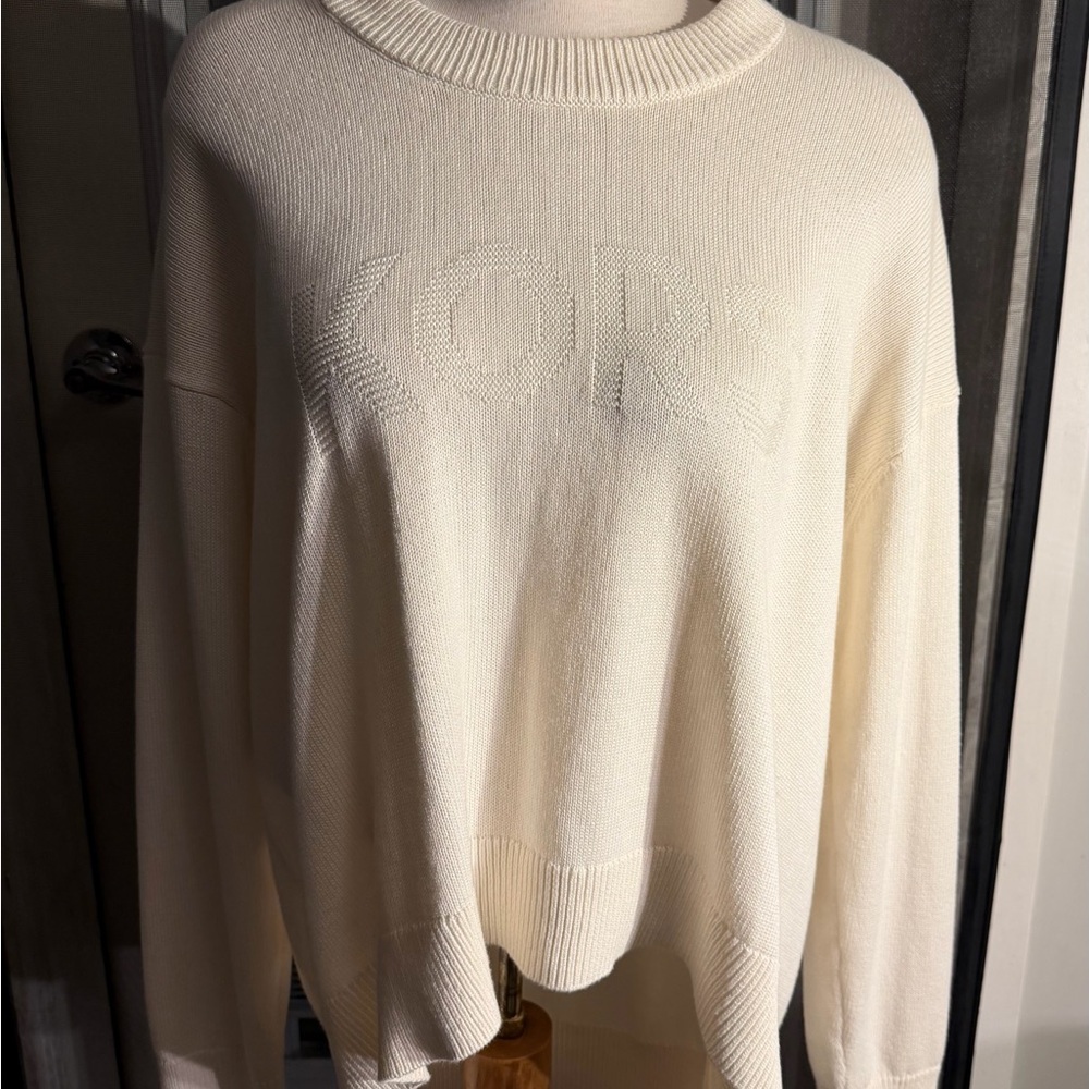 Michael Kors Logo Ivory Crew Neck Sweater